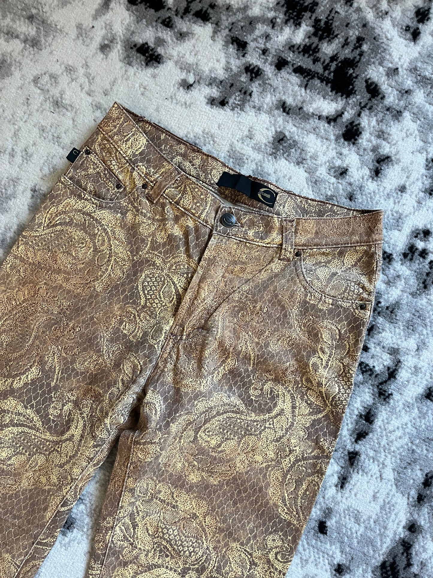 00s Just Cavalli Royal Arabic Mozaic Gold Dynasty Pants (XS/S)