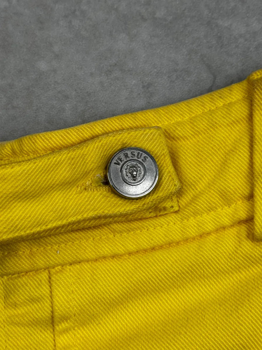 SS2005 Versace Yellow Zip Moto Biker Skirt/Jacket Set eTkEervz 23