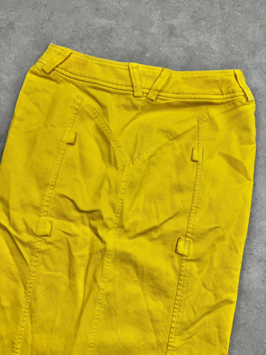 SS2005 Versace Yellow Zip Moto Biker Skirt/Jacket Set eTkEervz 20