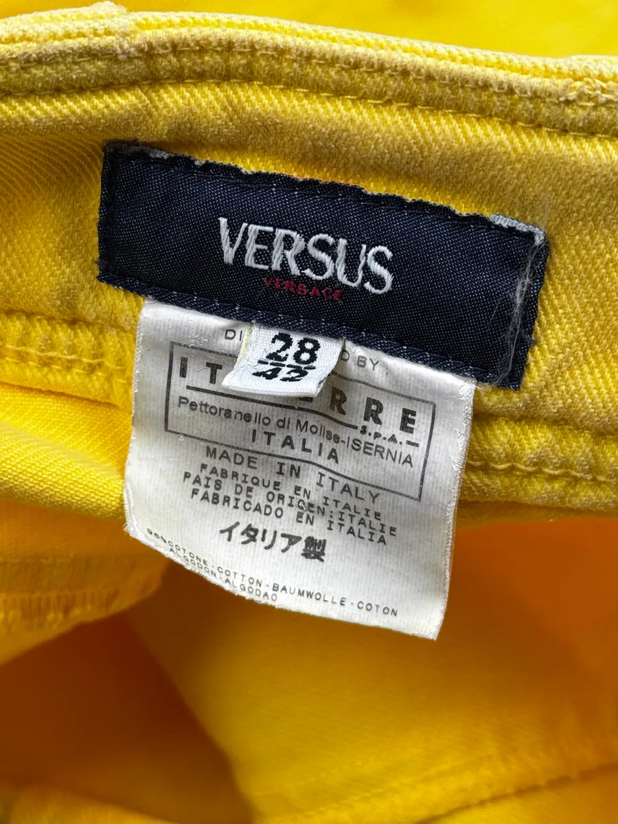 SS2005 Versace Yellow Zip Moto Biker Skirt/Jacket Set eTkEervz 24