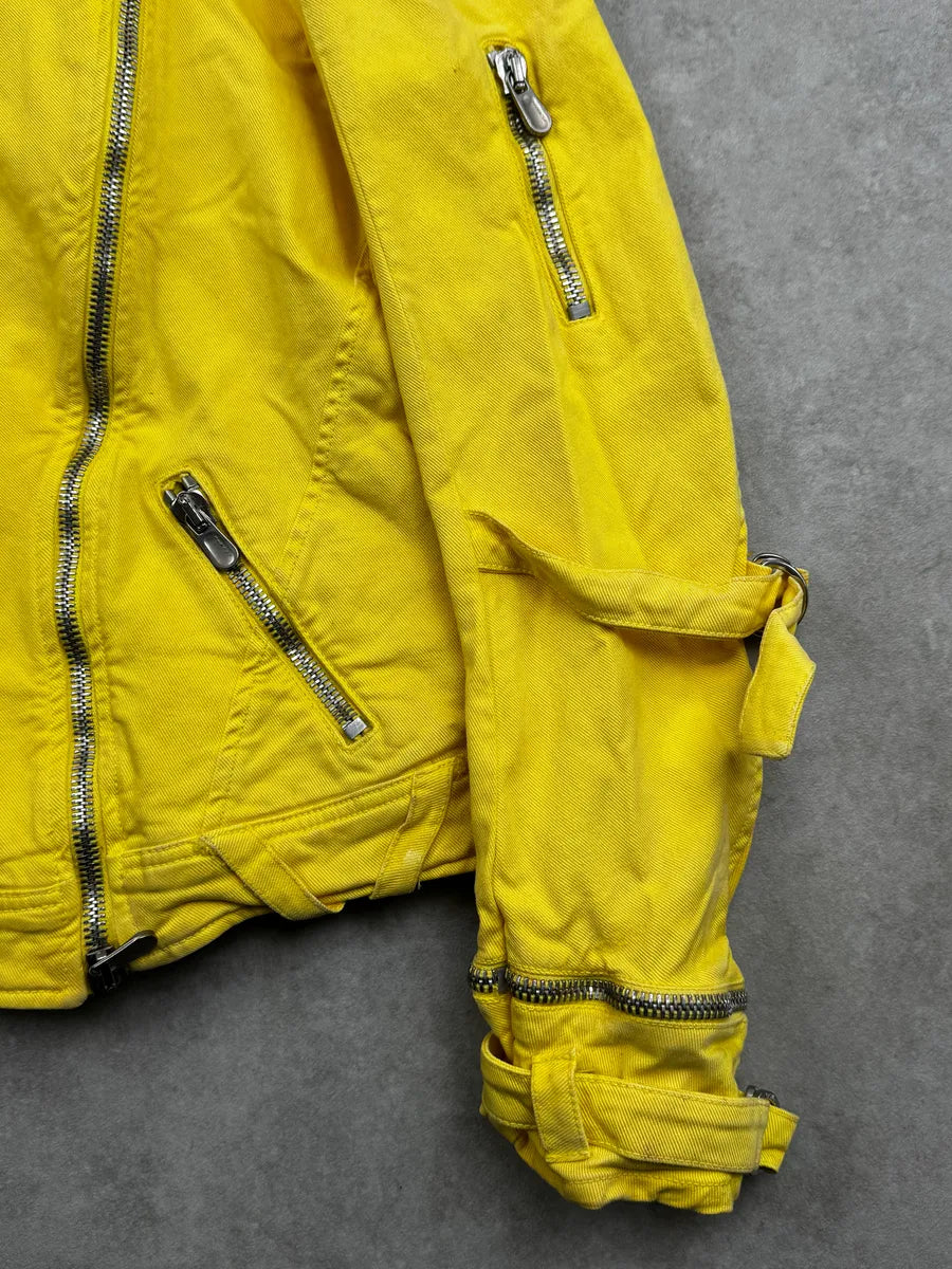 SS2005 Versace Yellow Zip Moto Biker Skirt/Jacket Set eTkEervz 11