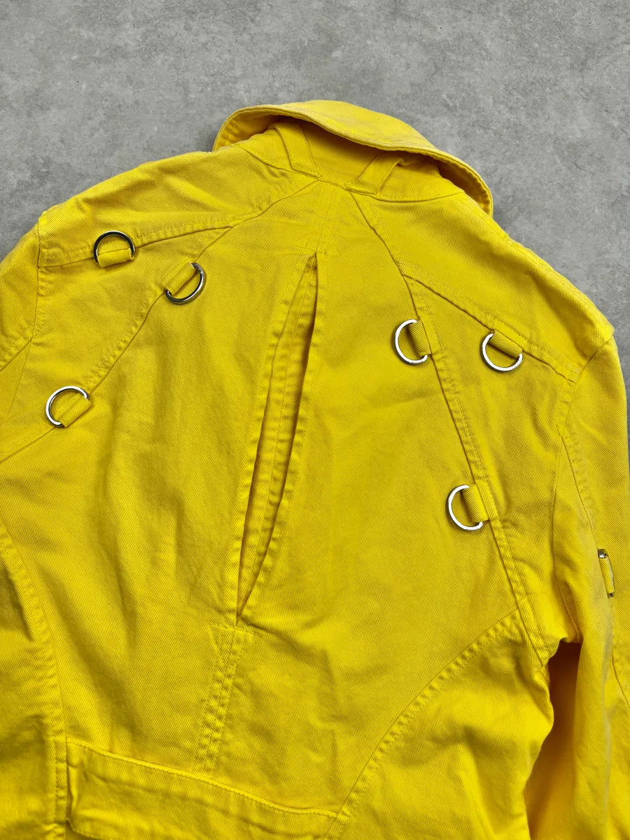 SS2005 Versace Yellow Zip Moto Biker Skirt/Jacket Set eTkEervz 9