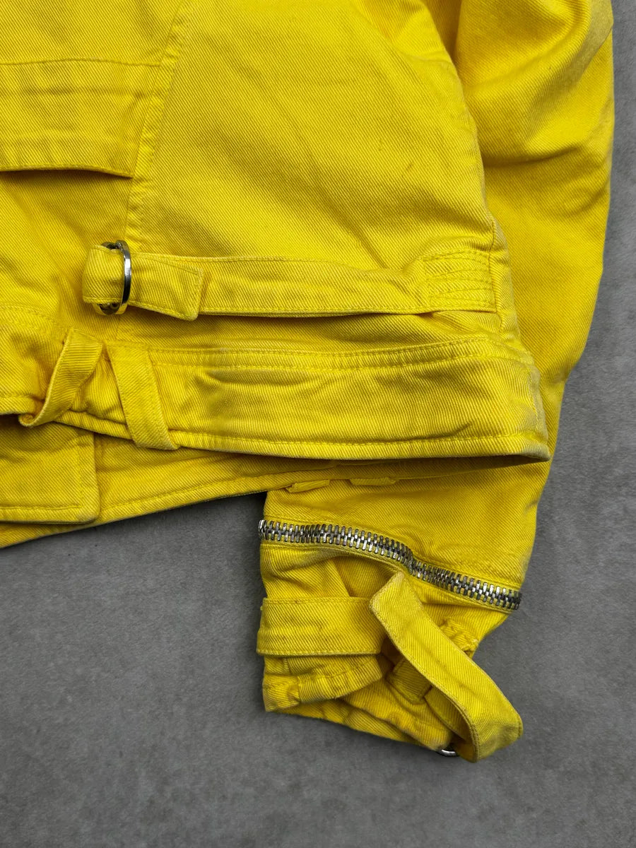 SS2005 Versace Yellow Zip Moto Biker Skirt/Jacket Set eTkEervz 12