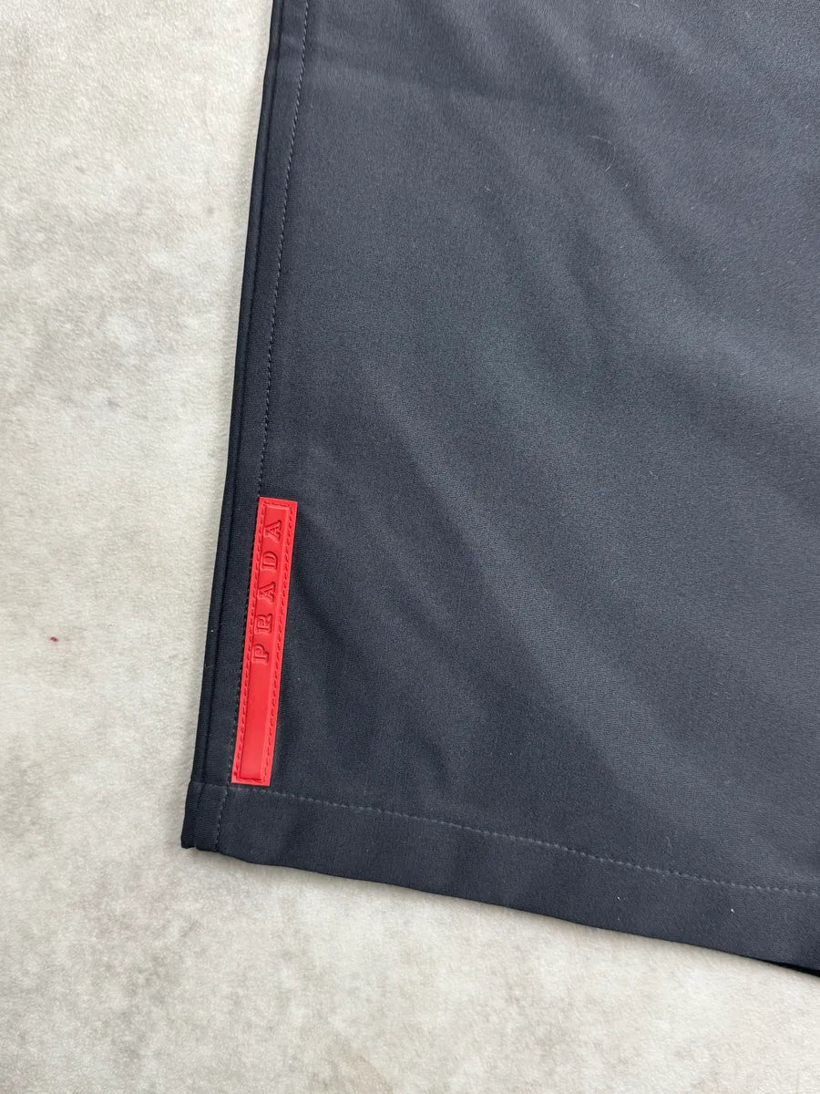 2000s Prada Linea Rossa Black Nylon Large Cozy Pants UPtILZhl 7