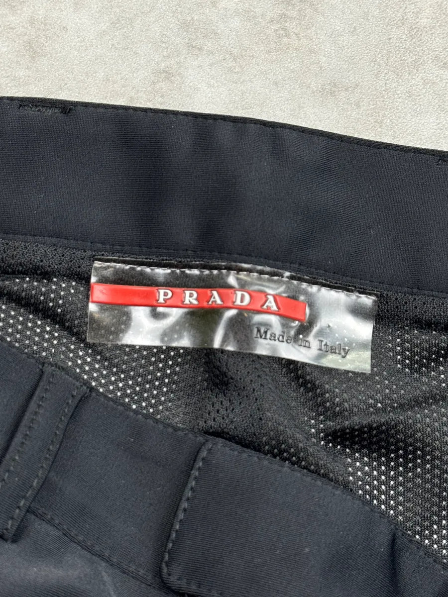 2000s Prada Linea Rossa Black Nylon Large Cozy Pants UPtILZhl 10
