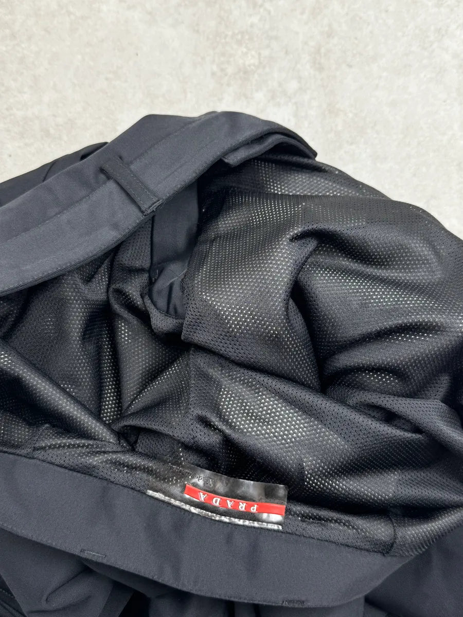 2000s Prada Linea Rossa Black Nylon Large Cozy Pants UPtILZhl 12