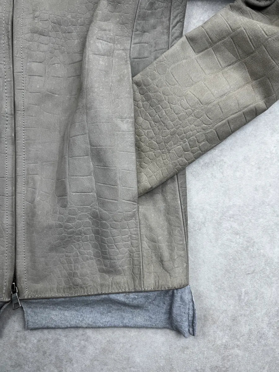 Isaac Sellam Grey Leather Crocodile Embossed Leather Jacket wYqksKE 8