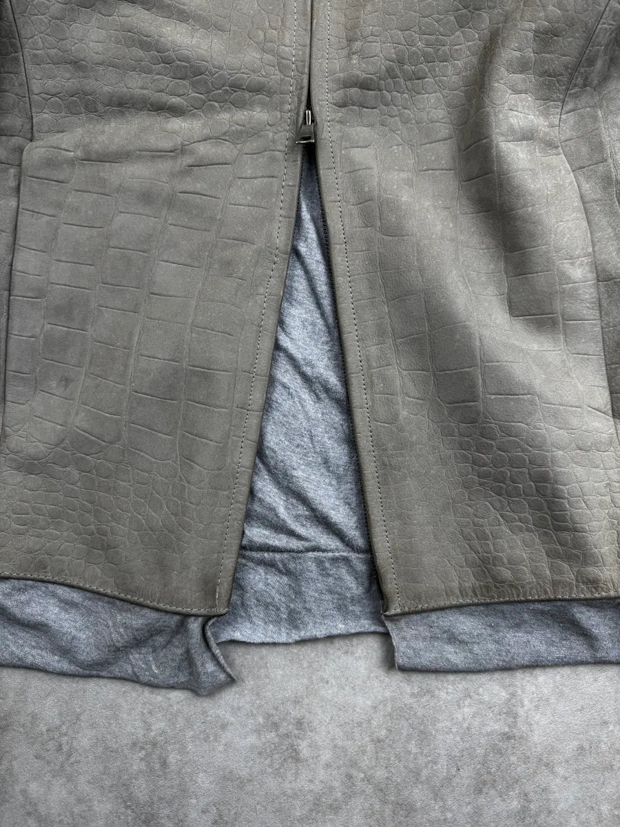 Isaac Sellam Grey Leather Crocodile Embossed Leather Jacket wYqksKE 9