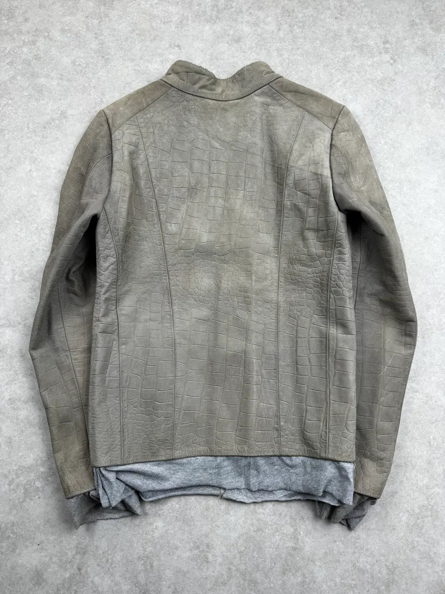 Isaac Sellam Grey Leather Crocodile Embossed Leather Jacket wYqksKE 1
