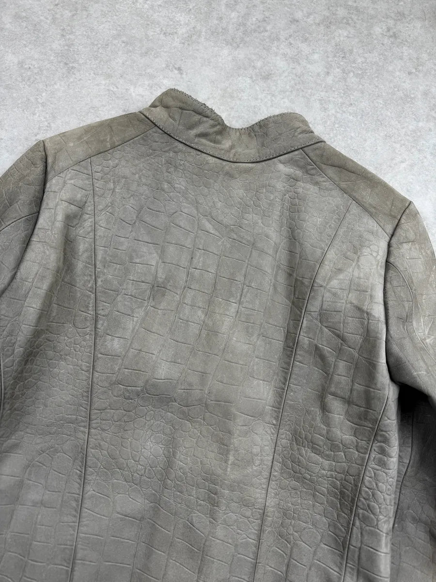 Isaac Sellam Grey Leather Crocodile Embossed Leather Jacket wYqksKE 5