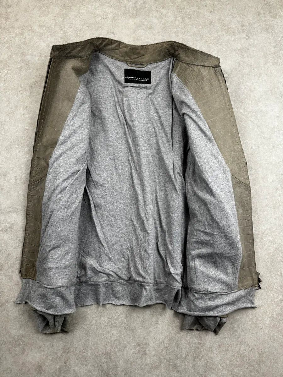 Isaac Sellam Grey Leather Crocodile Embossed Leather Jacket wYqksKE 6
