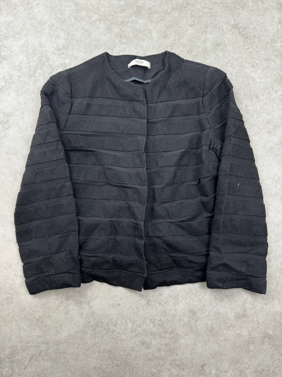 SS2008 Prada Black Striped Panels Light Jacket mUHdneOZ 2