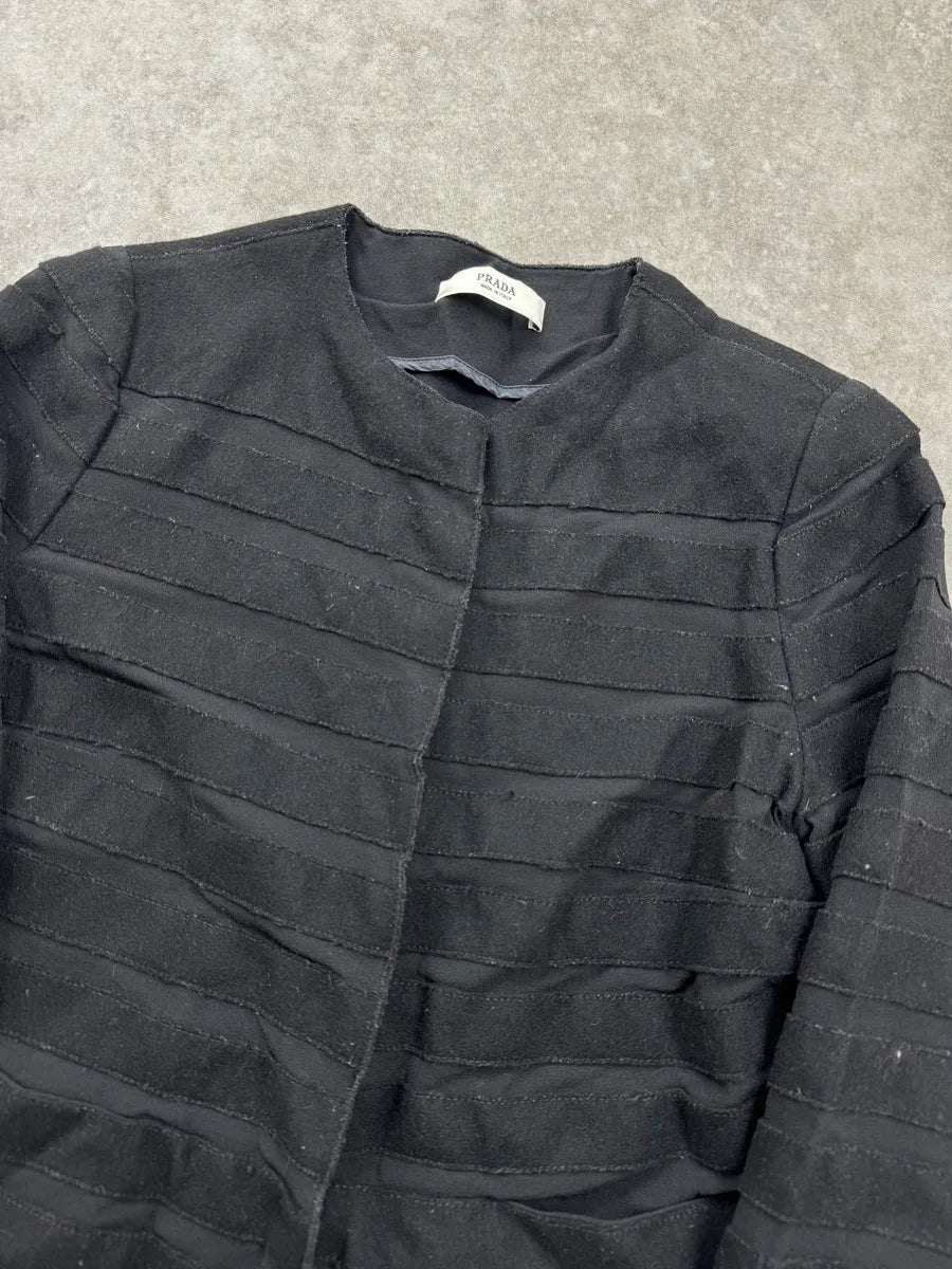 SS2008 Prada Black Striped Panels Light Jacket mUHdneOZ 4