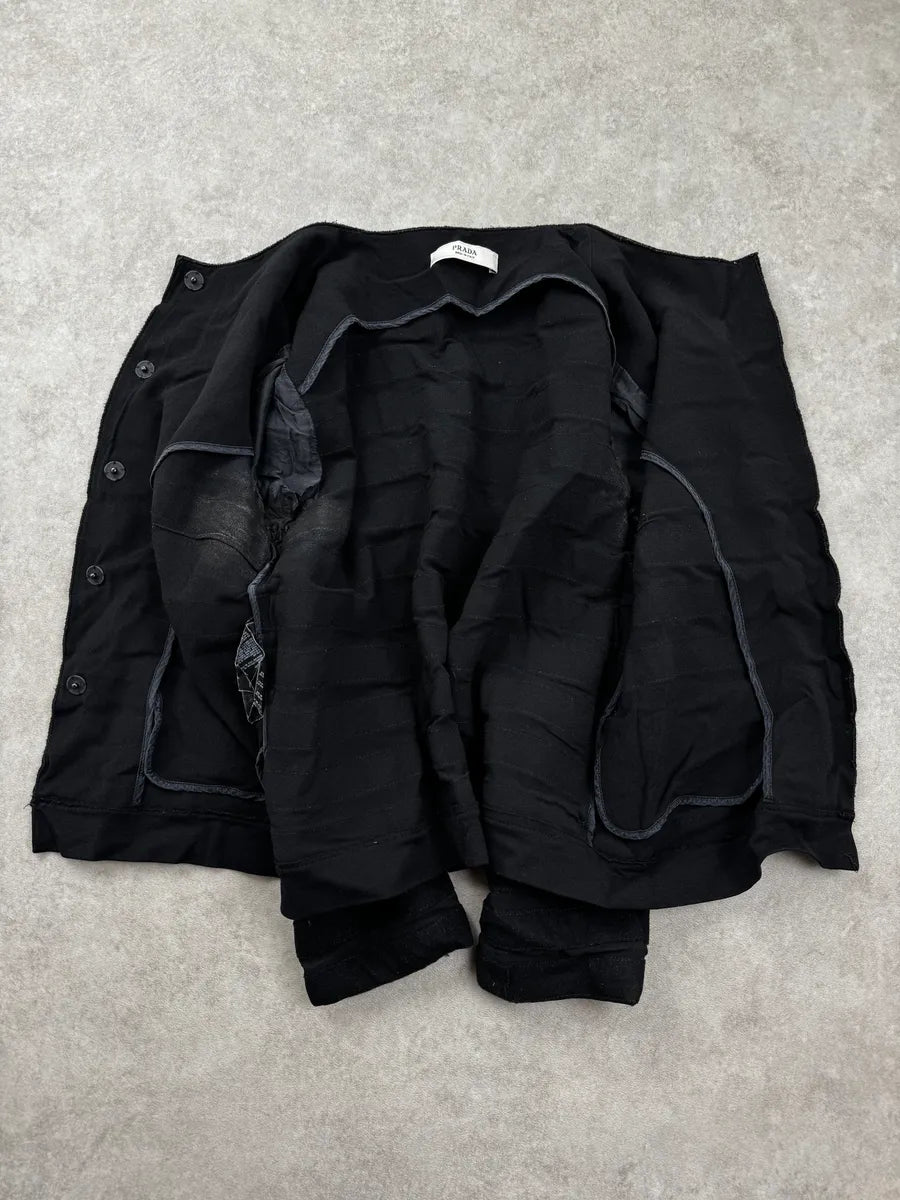 SS2008 Prada Black Striped Panels Light Jacket mUHdneOZ 6