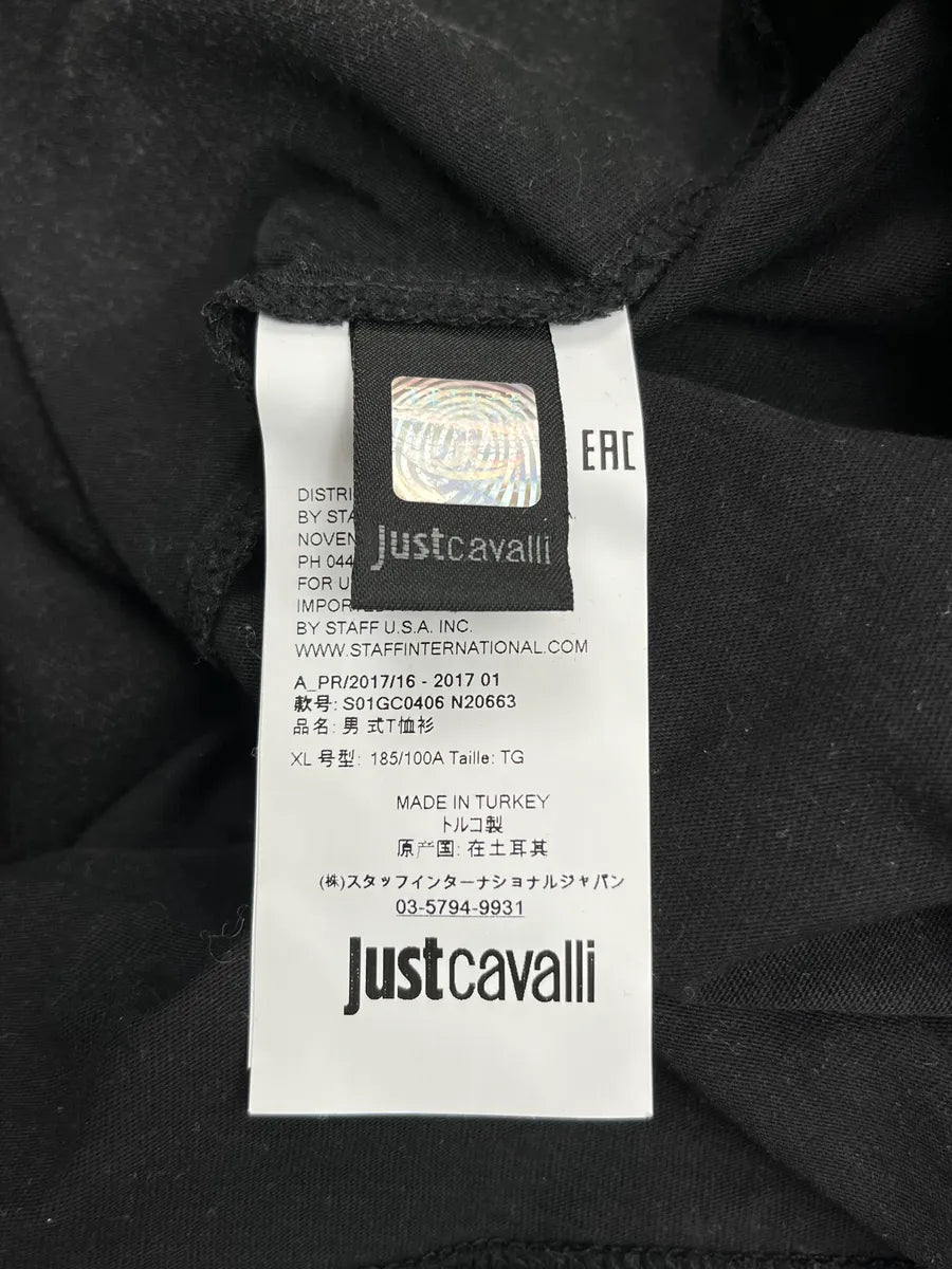 SS2017 Cavalli Black Western V Neck Graphic T-Shirt iEumBxKo 10