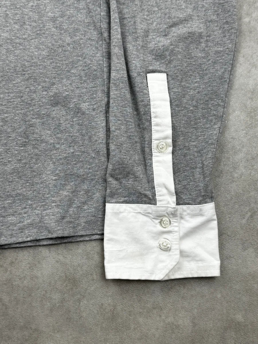 AW2010 Dirk Bikkembergs Grey Trompe L’Oeil Collar Sweater DArXKGfe 6