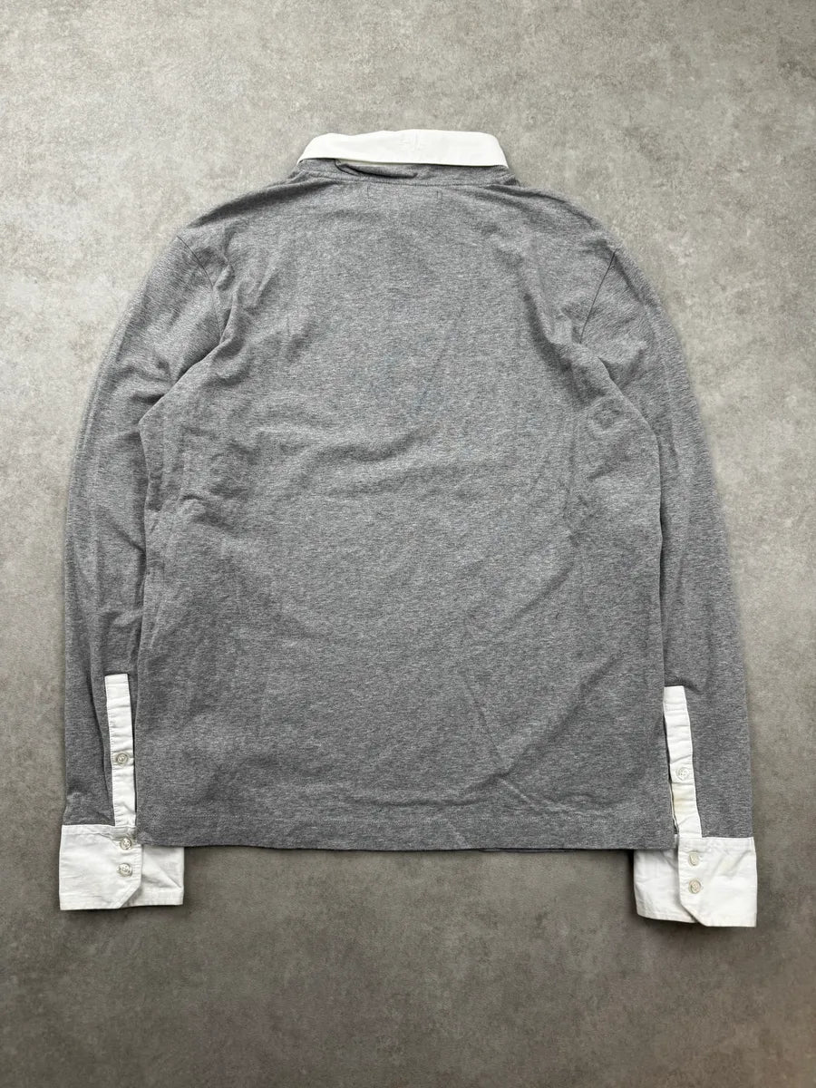 AW2010 Dirk Bikkembergs Grey Trompe L’Oeil Collar Sweater DArXKGfe 3