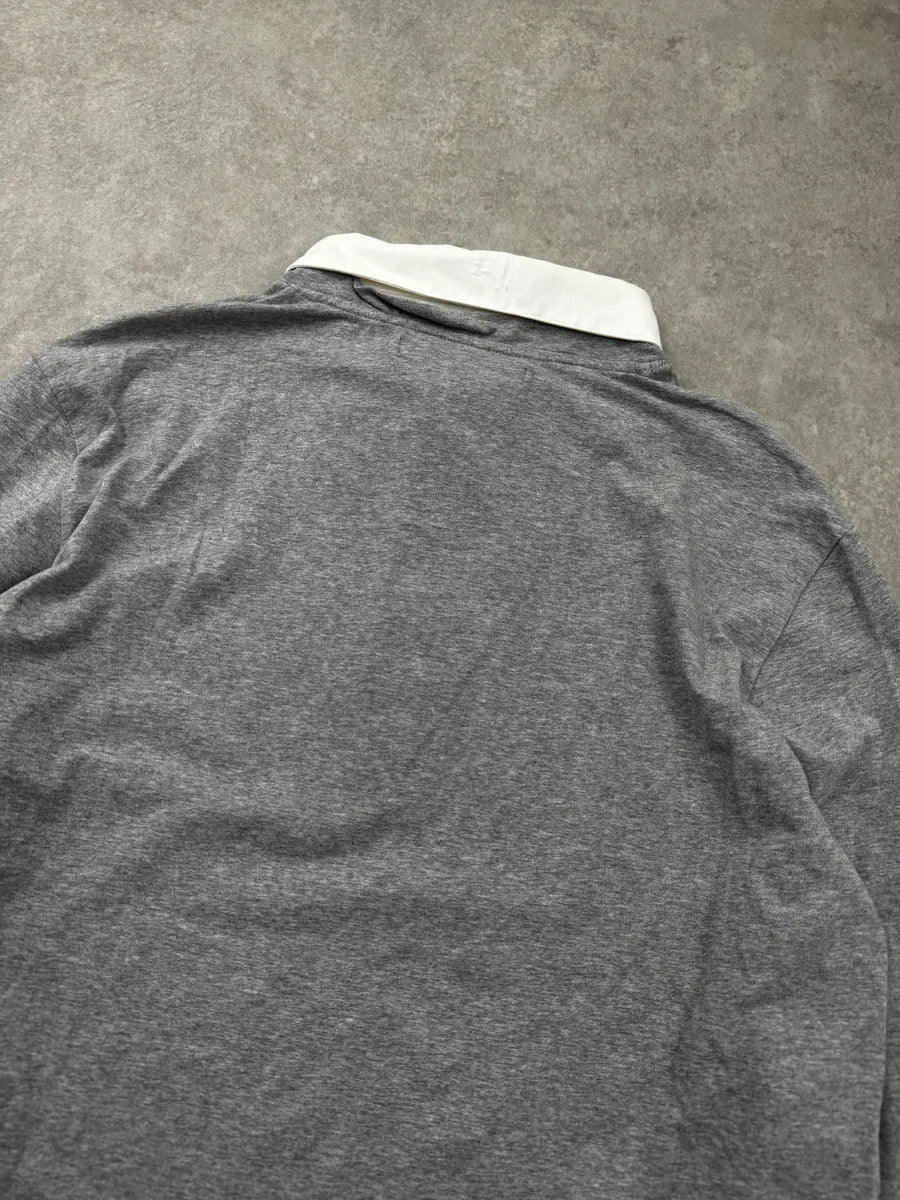 AW2010 Dirk Bikkembergs Grey Trompe L’Oeil Collar Sweater DArXKGfe 7