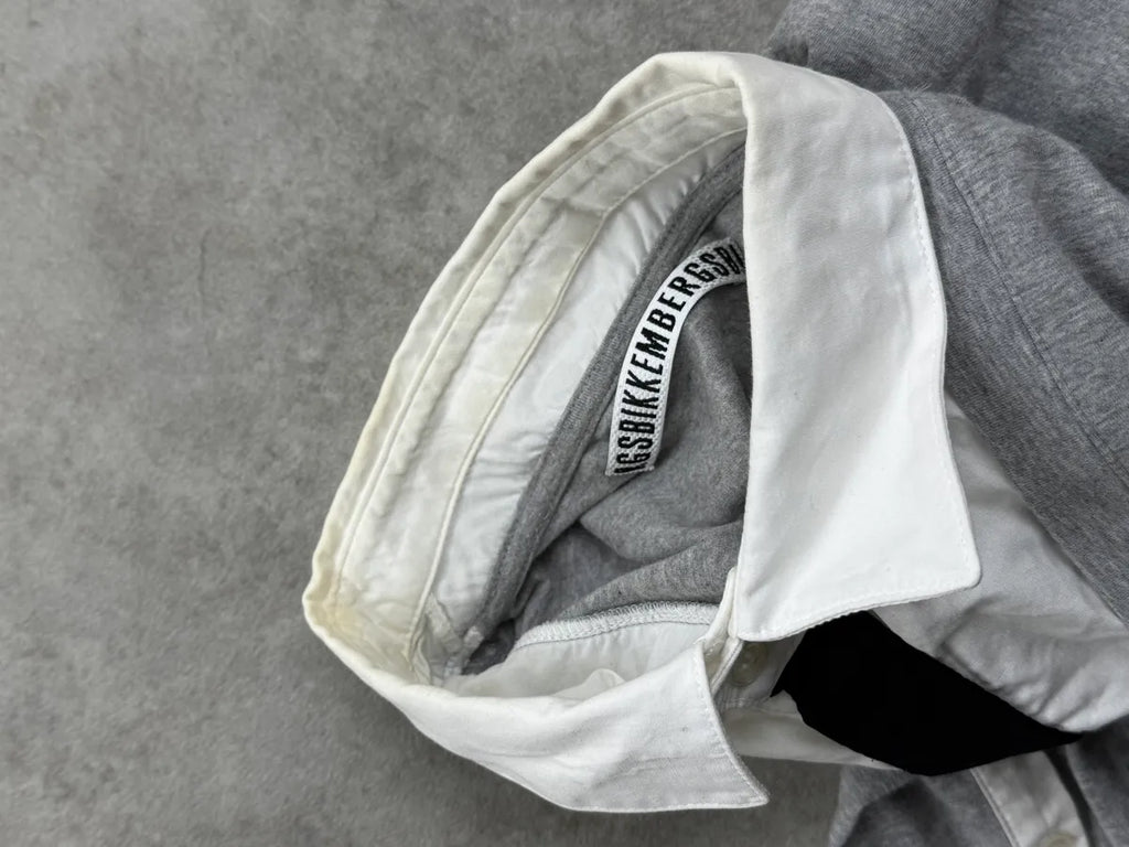 AW2010 Dirk Bikkembergs Grey Trompe L’Oeil Collar Sweater DArXKGfe 9