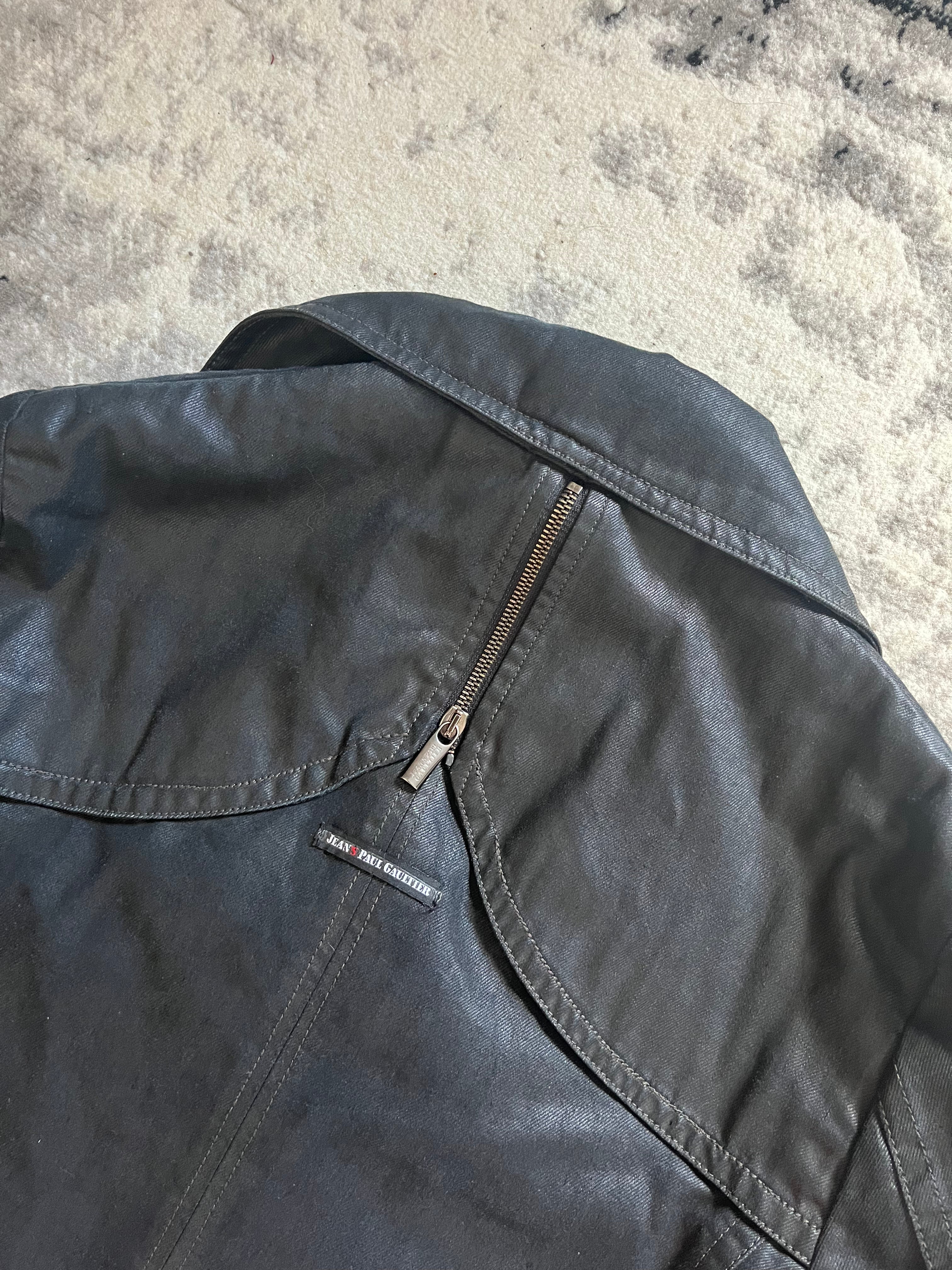 00年代 ジャンポール・ゴルチエ グレー カーゴ デタッチャブル トレンチ ジャケット (S/M) 