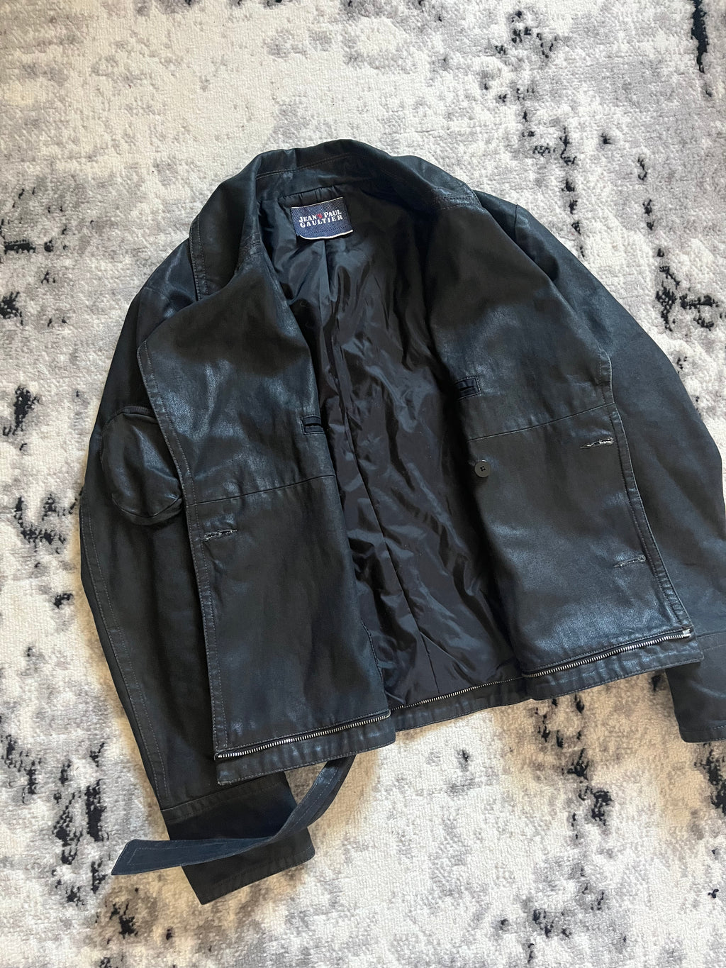 00年代 ジャンポール・ゴルチエ グレー カーゴ デタッチャブル トレンチ ジャケット (S/M) 