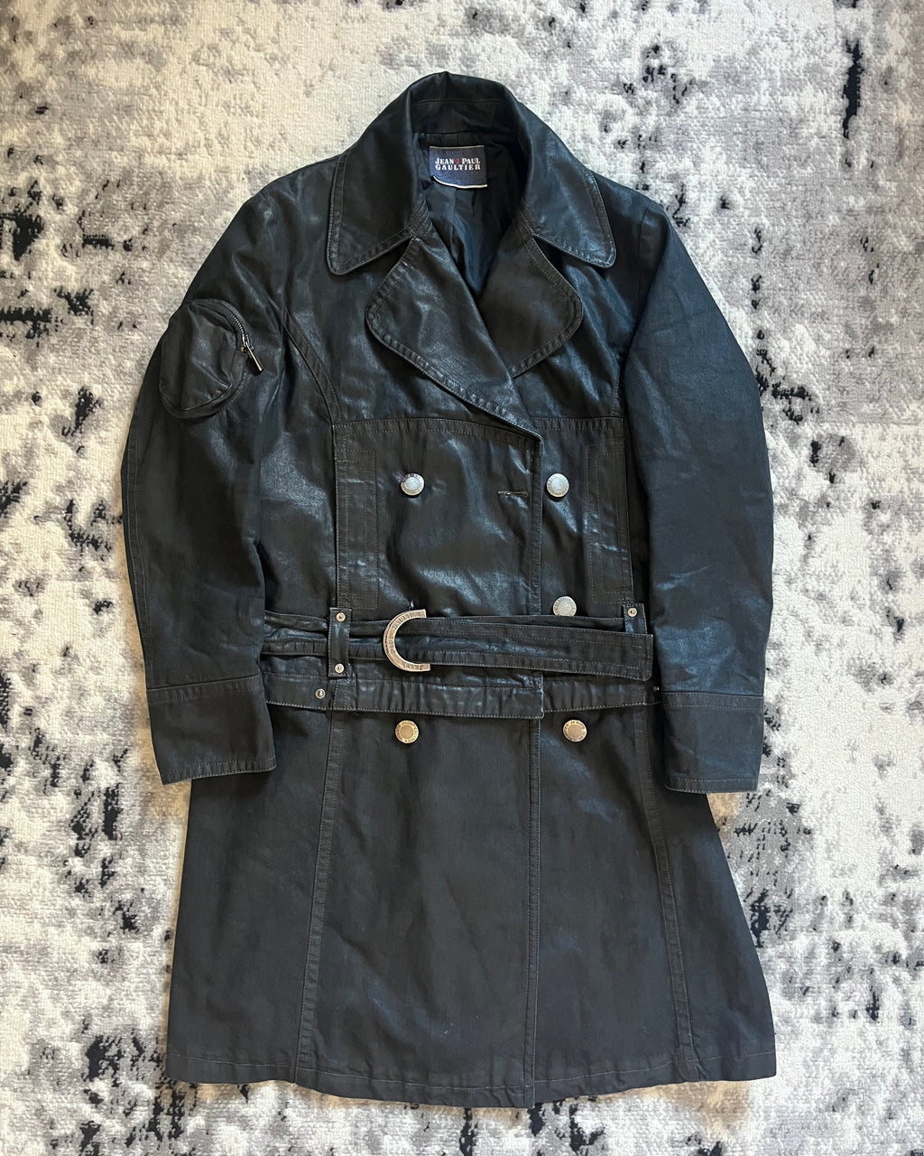 00年代 ジャンポール・ゴルチエ グレー カーゴ デタッチャブル トレンチ ジャケット (S/M) 