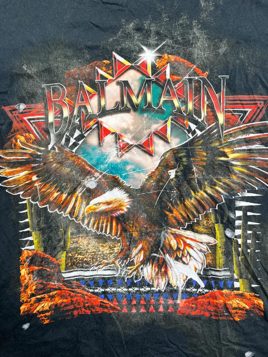 Balmain Black Distressed Graphic T-Shirt XpGMxMrk 6