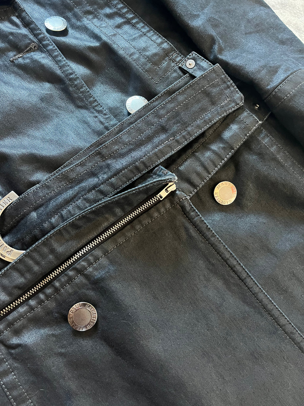 00年代 ジャンポール・ゴルチエ グレー カーゴ デタッチャブル トレンチ ジャケット (S/M) 