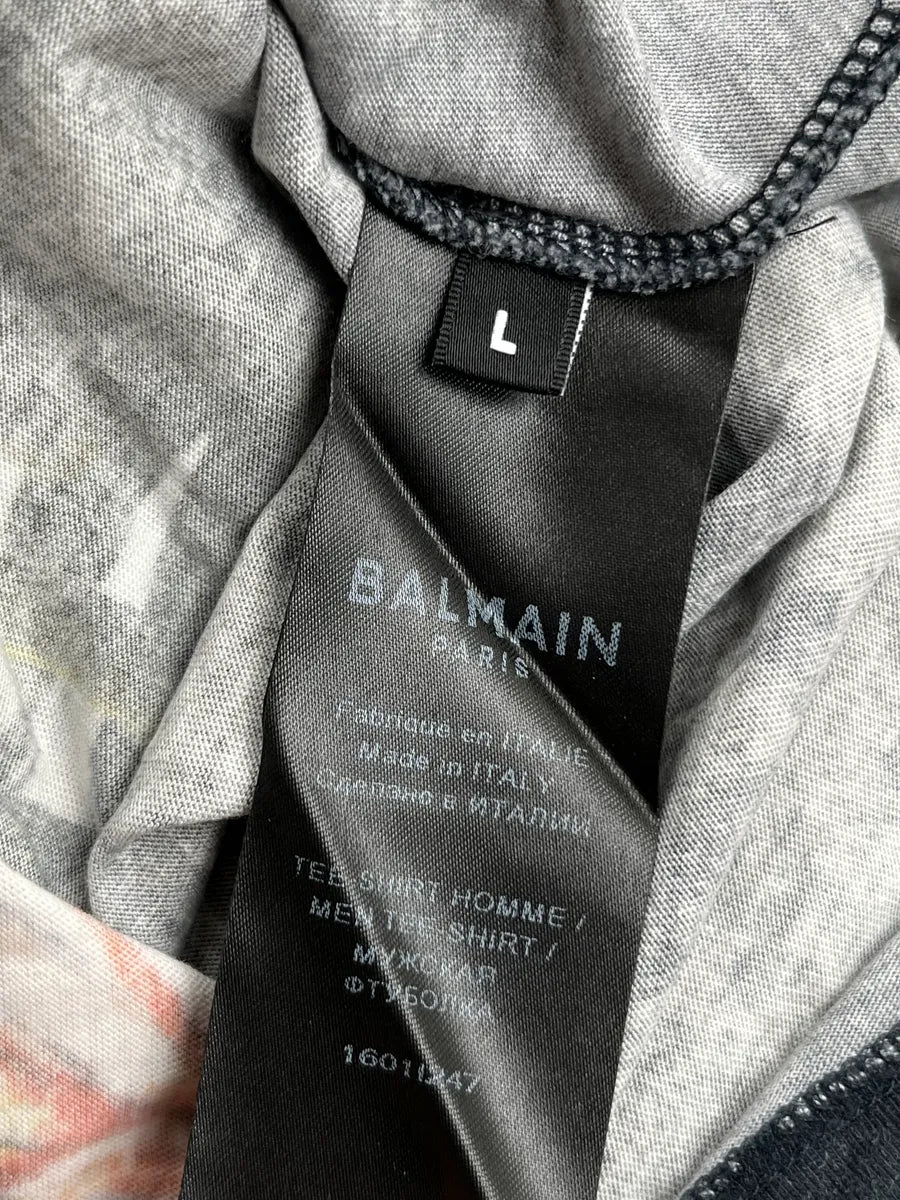 Balmain Black Distressed Graphic T-Shirt XpGMxMrk 8