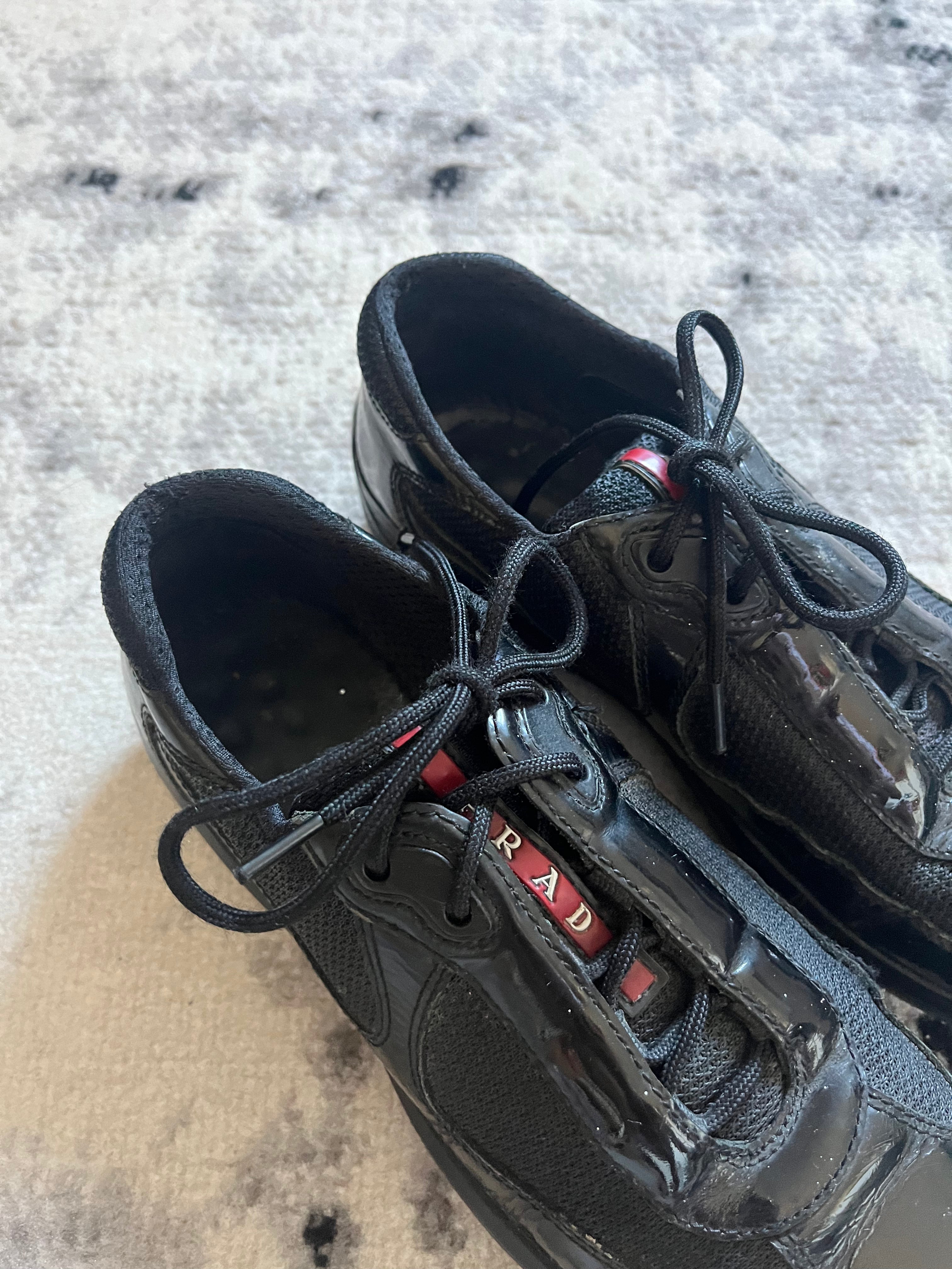 プラダ アメリカズ カップ ブラック サテン (39eu/us6.5)