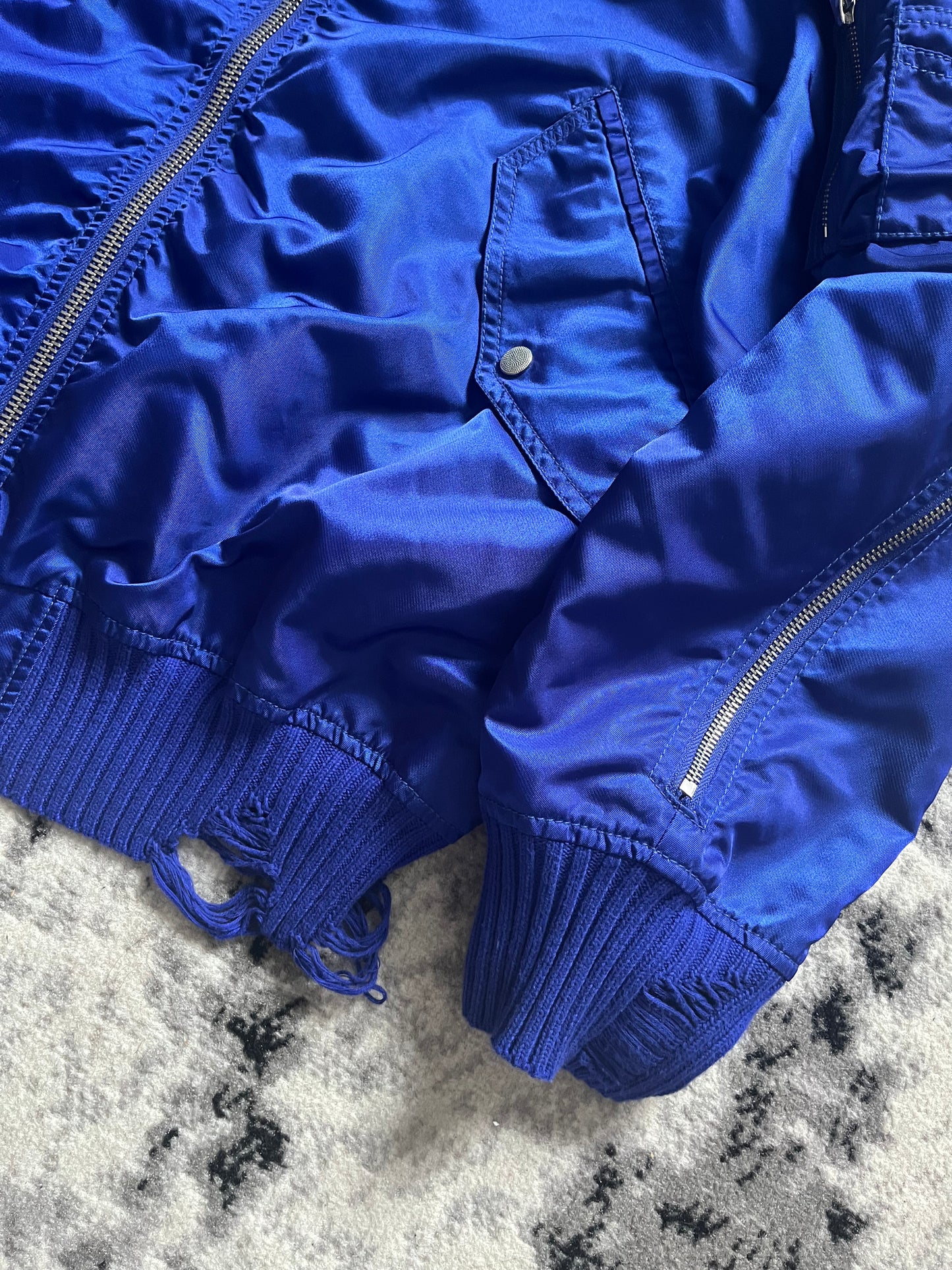 Diesel Blue Archive Distressed Full BackZip Bomber Jacket (L)