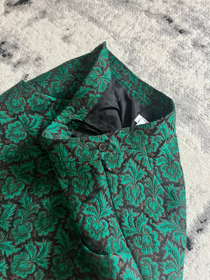 1980s Saint Laurent Rive Gauche French Green Wool Skirt (S)