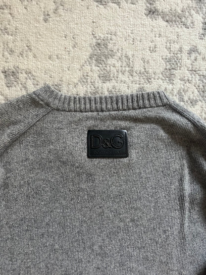 Dolce & Gabbana Cargo Grey Zip-Adorned Sweater (S/M)