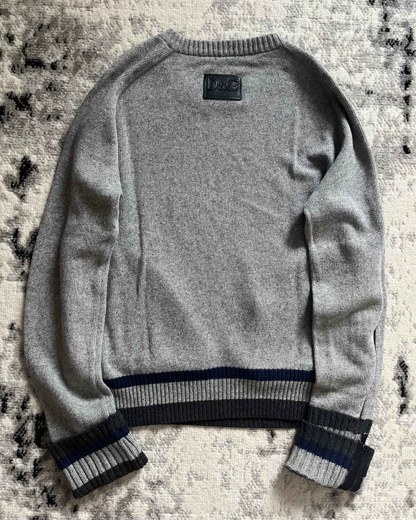 Dolce & Gabbana Cargo Grey Zip-Adorned Sweater (S/M)