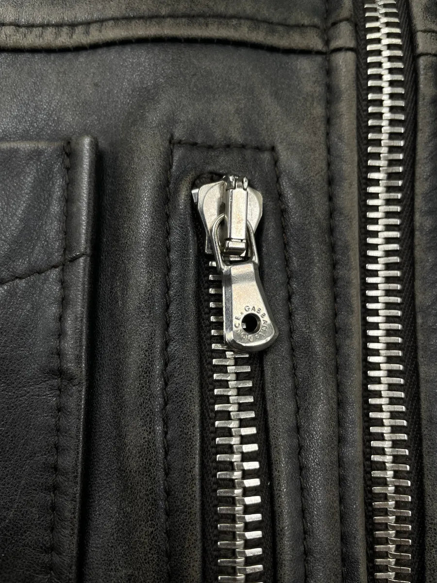 SS2002 Dolce & Gabbana Black Leather Detachable-Sleeve Multi-Pocket Leather Jacket eqBzPgNg 11
