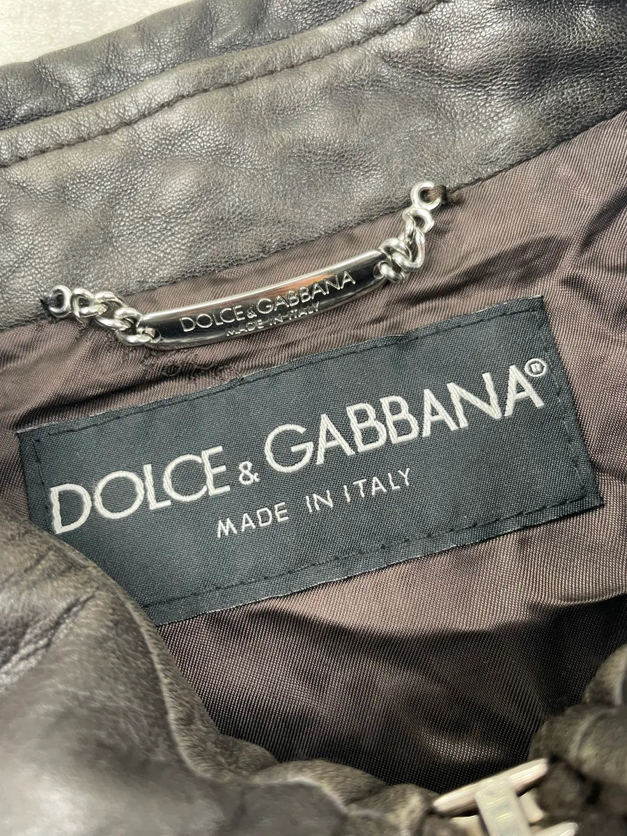 SS2002 Dolce & Gabbana Black Leather Detachable-Sleeve Multi-Pocket Leather Jacket eqBzPgNg 21