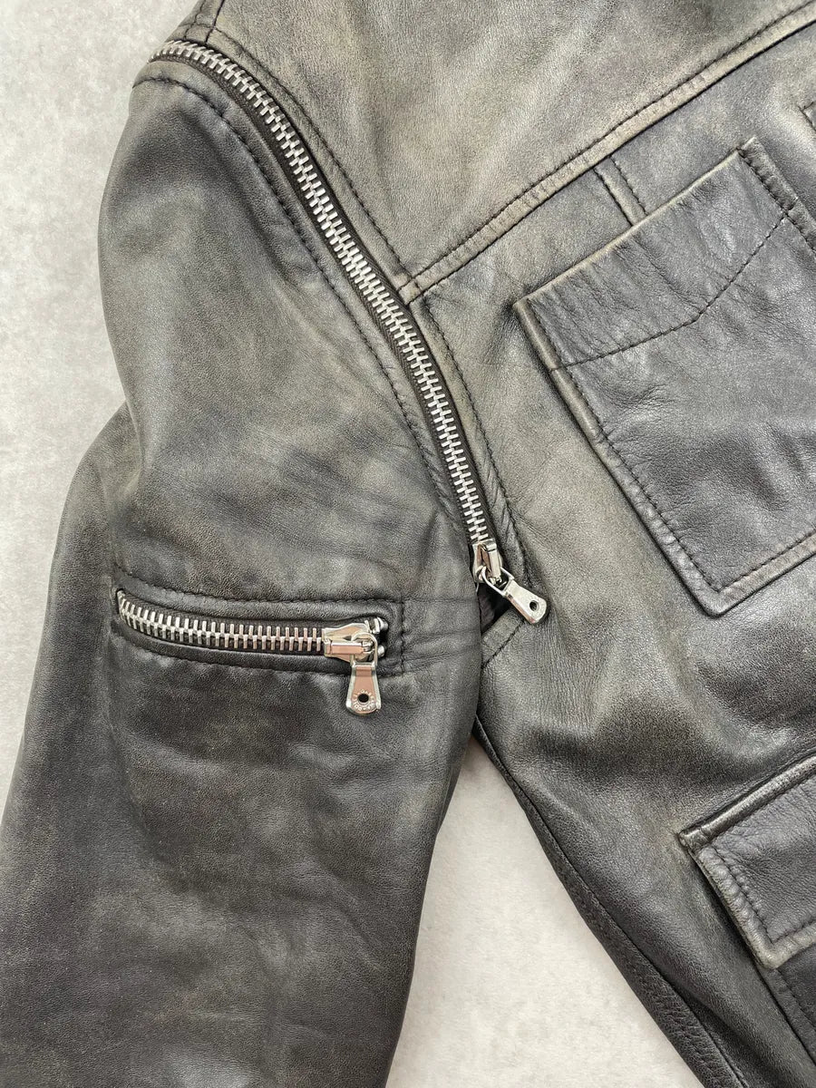 SS2002 Dolce & Gabbana Black Leather Detachable-Sleeve Multi-Pocket Leather Jacket eqBzPgNg 12
