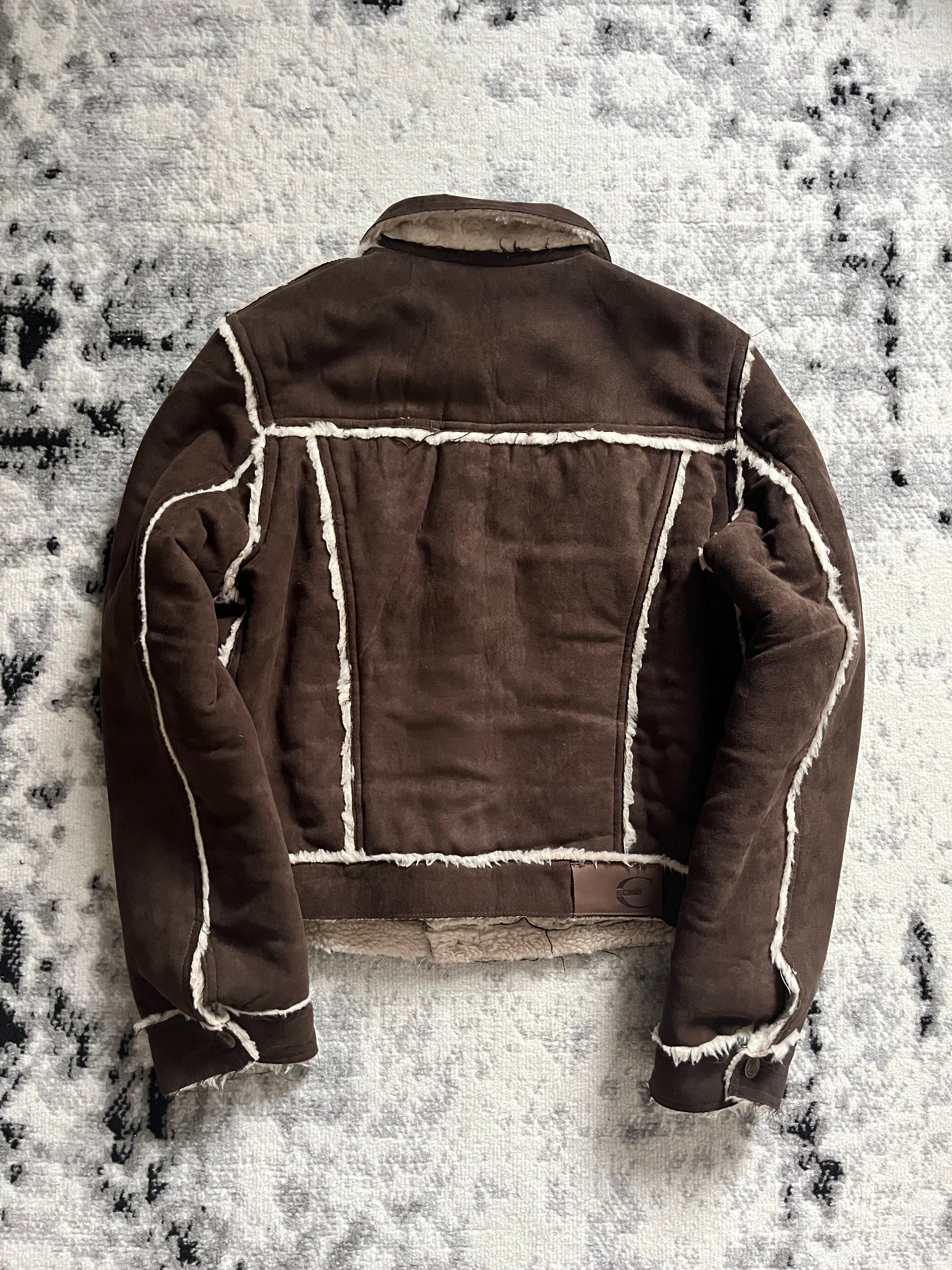 00s Cavalli ブラウン マンモス カウ ジャケット (S)