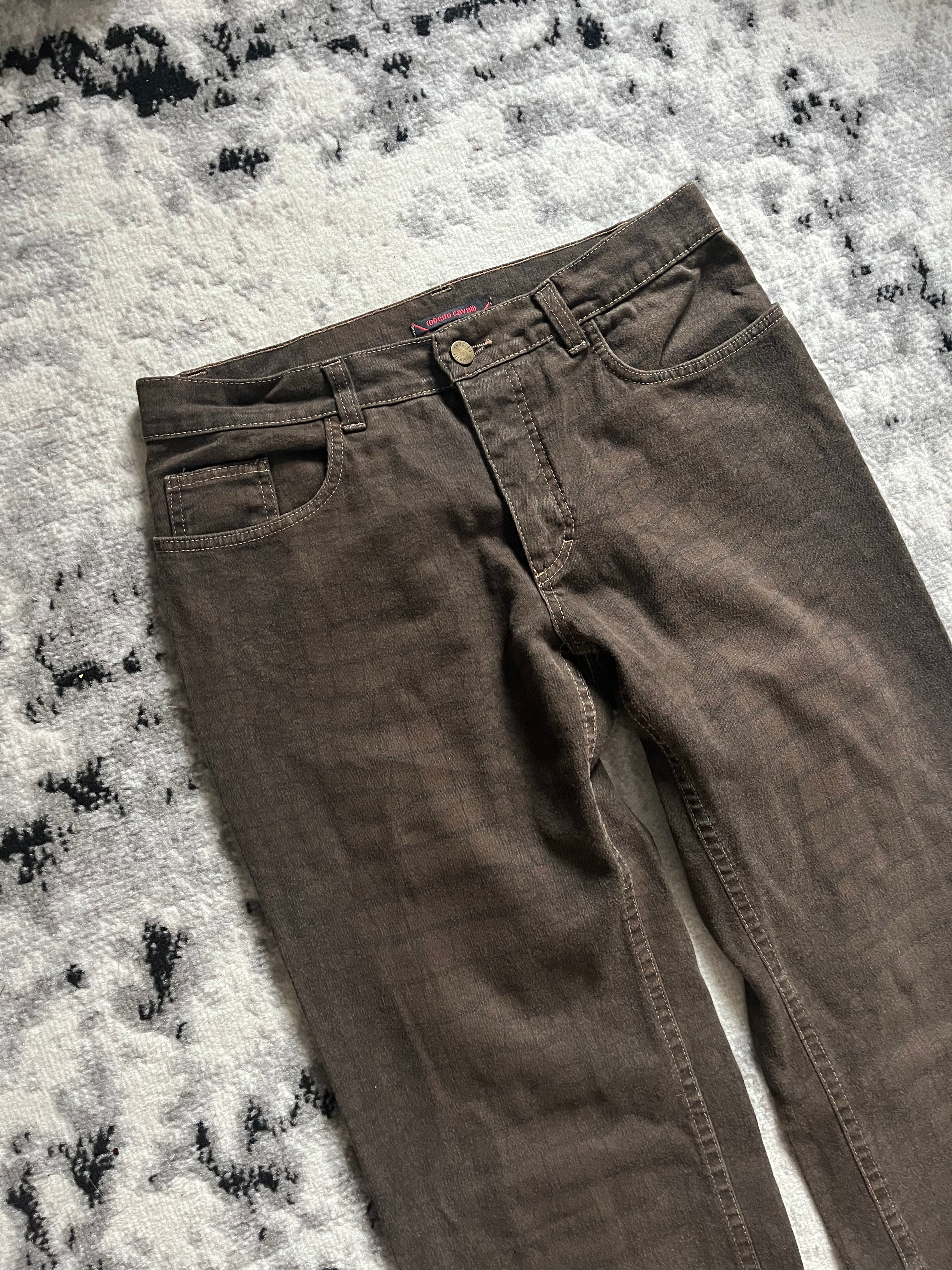 AW01 Roberto Cavalli Olive Crocodile Skin Print Pants (M)