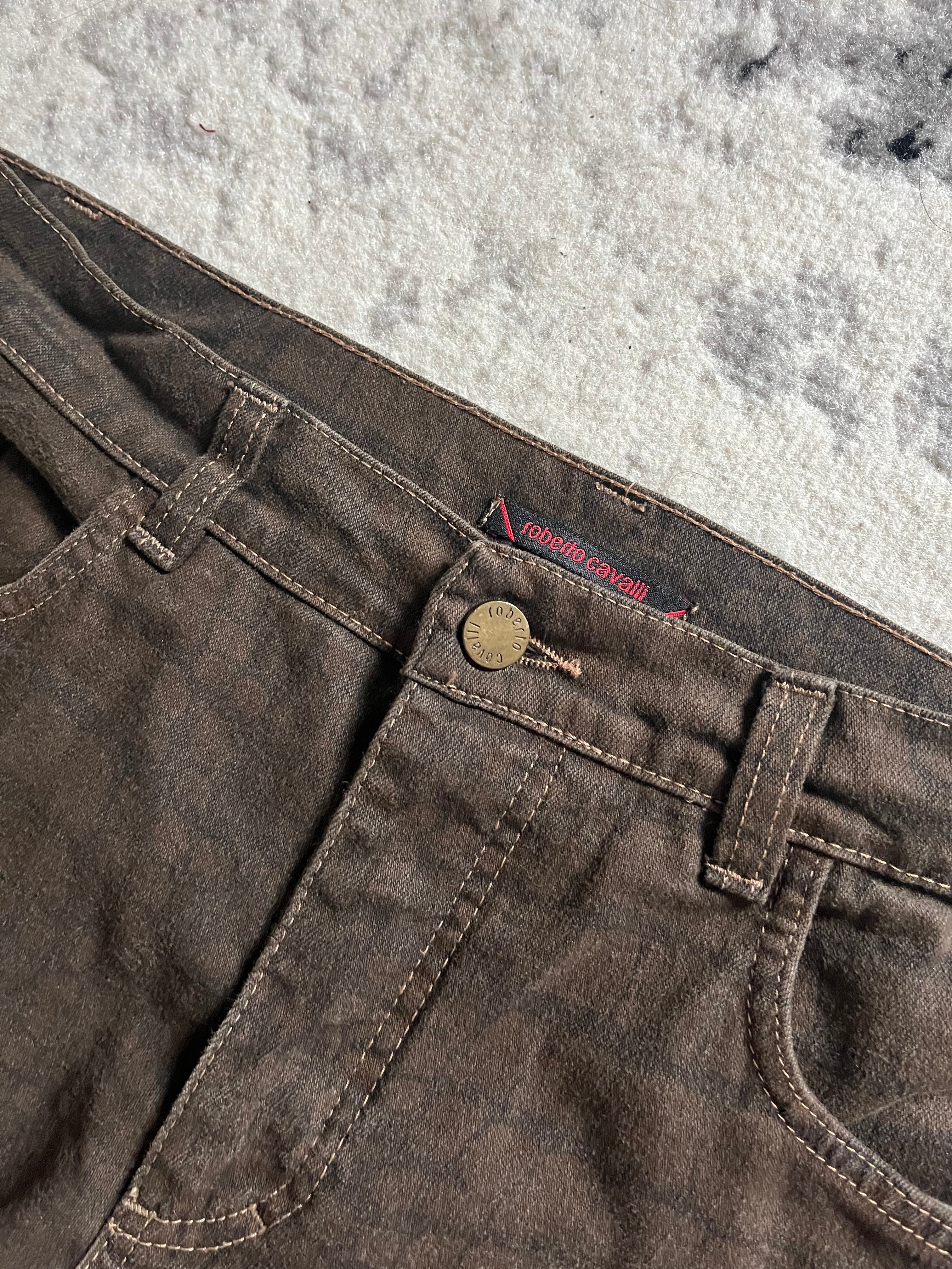 AW01 Roberto Cavalli Olive Crocodile Skin Print Pants (M)