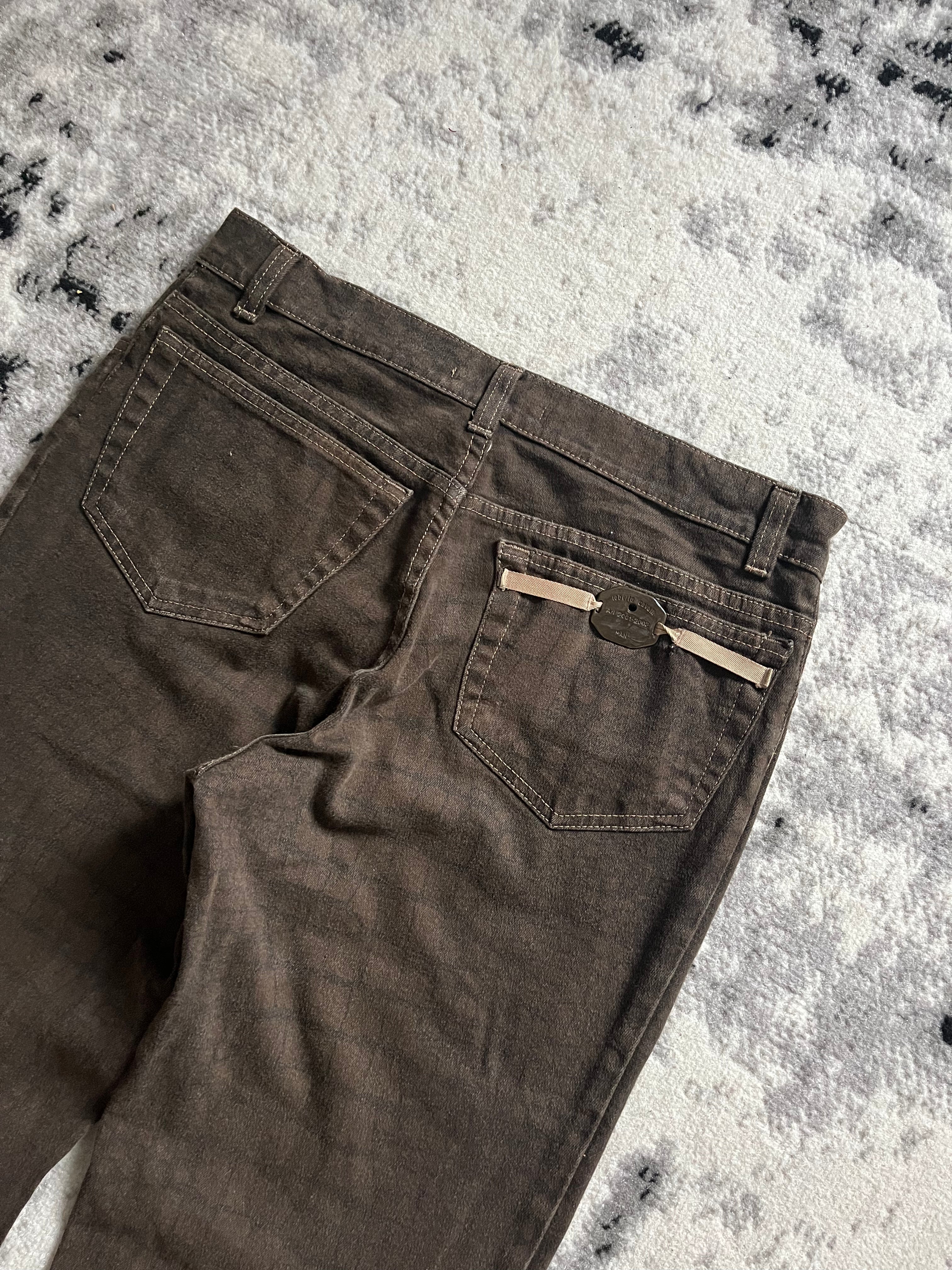 AW01 Roberto Cavalli Olive Crocodile Skin Print Pants (M)