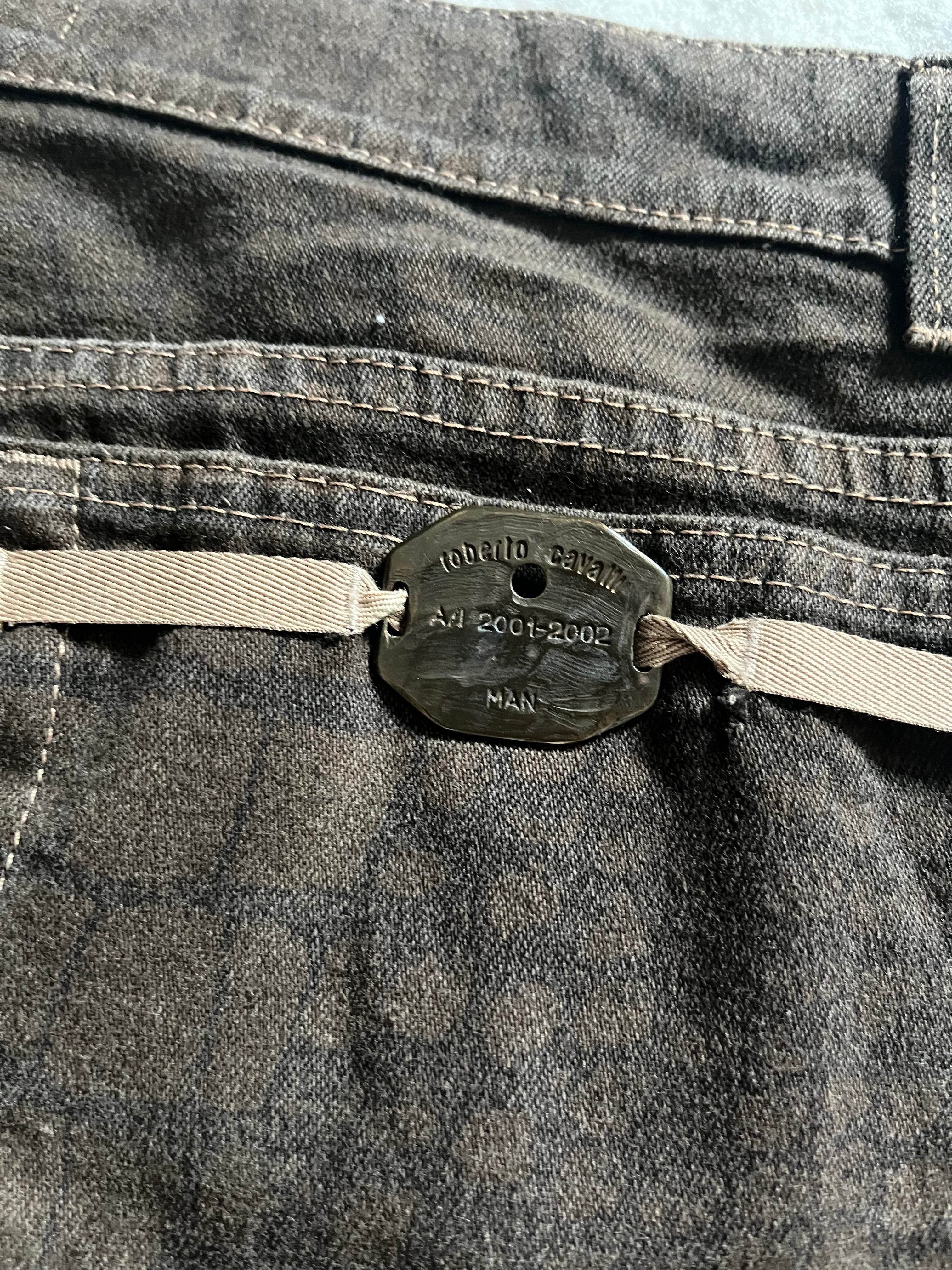 AW01 Roberto Cavalli Olive Crocodile Skin Print Pants (M)