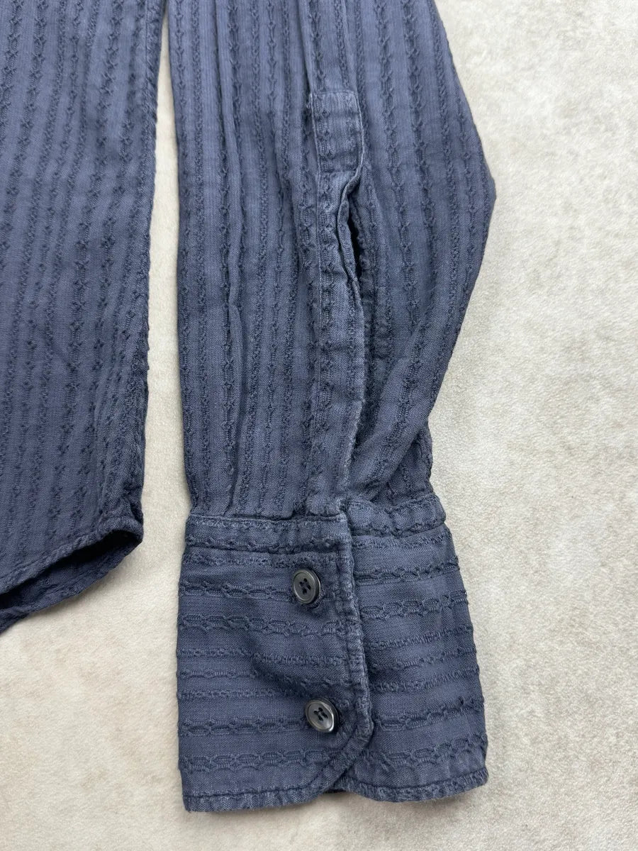 2000s Miu Miu Navy Textured Stripe Shirt mPiBRPzZ 8