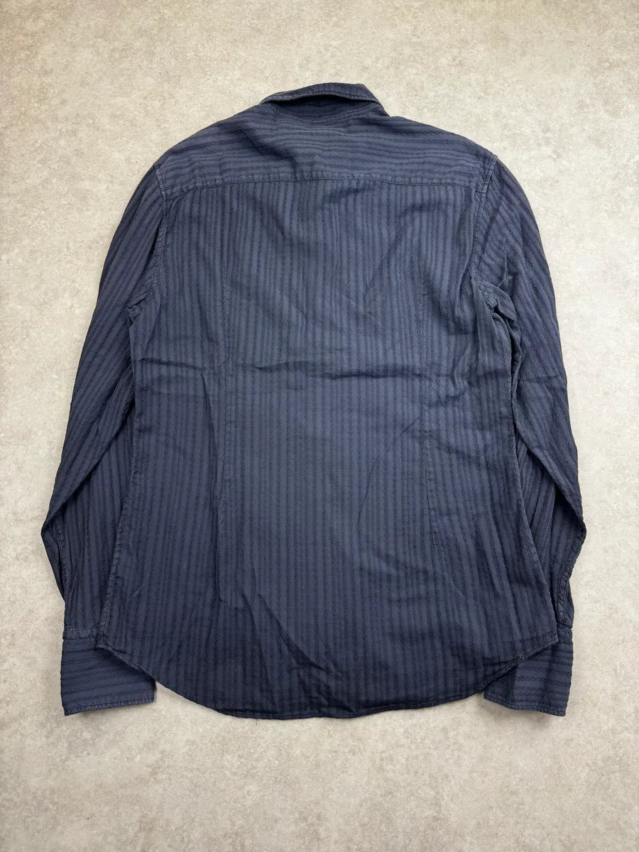 2000s Miu Miu Navy Textured Stripe Shirt mPiBRPzZ 1