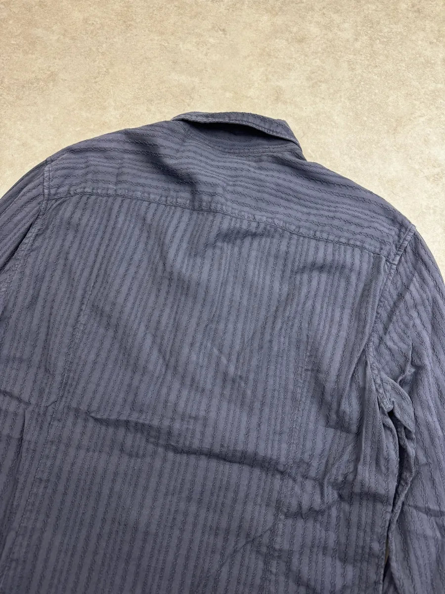 2000s Miu Miu Navy Textured Stripe Shirt mPiBRPzZ 5