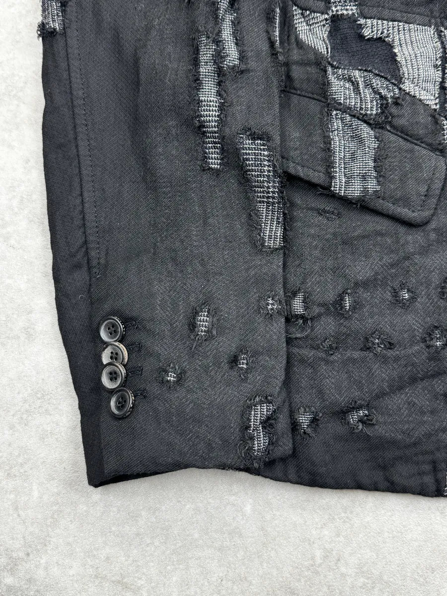 2000s Marithé + François Girbaud Black Distressed Patchwork Blazer Jacket JXMYdeIZ 8