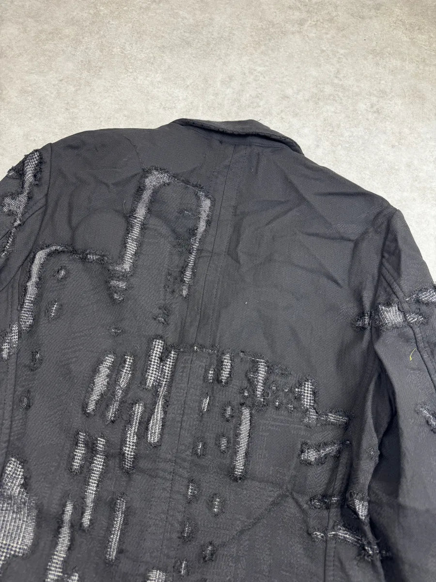 2000s Marithé + François Girbaud Black Distressed Patchwork Blazer Jacket JXMYdeIZ 5