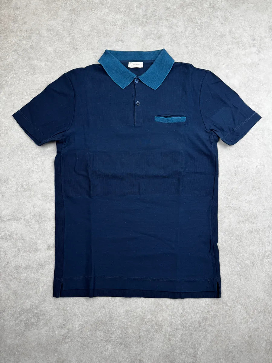 SS2011 Balenciaga Navy Contrast Textured Knit Polo ySEZjndG 0