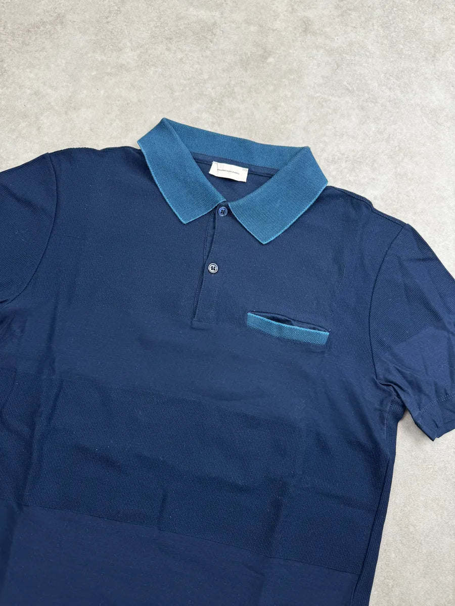 SS2011 Balenciaga Navy Contrast Textured Knit Polo ySEZjndG 4