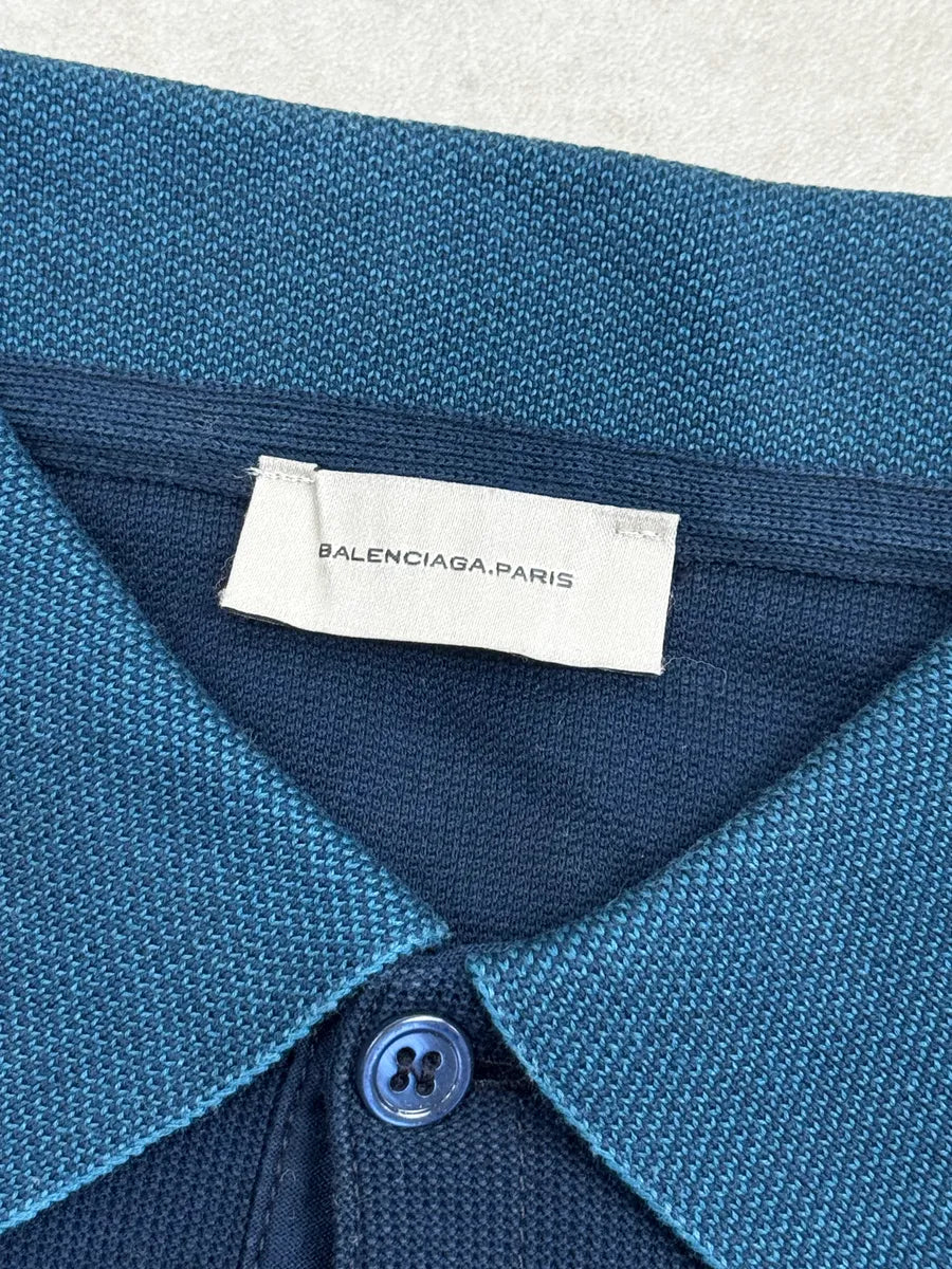 SS2011 Balenciaga Navy Contrast Textured Knit Polo ySEZjndG 8